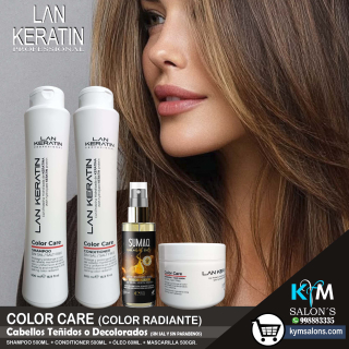 Combo Shampoo 500ml. + Conditioner 500ml. + Máscara 500gr. + óleo 60ml. Lan Keratin Color Care CodLanColor