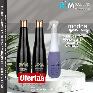 Combo Shampoo 300ml. + Conditioner 300ml. + Bifásico 300ml. Modda Liso Absoluto CodLisAbs
