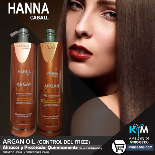 Pack Shampoo 1000ml. + Conditioner 1000ml. Post Alisado Argan Oil Hanna Caball CodHannarg