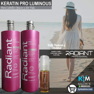 Kit Radiant Keratin Pro Luminous Shampoo 1000ml. + Conditioner 1000ml. + Aceite 50gr. CodRadProke