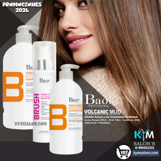 Kit Volcanic Mud Shampoo 500ml. + Conditioner 300ml. + Brush 150ml. Post Bottox Baor CodBaorBVMud