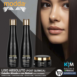 KIT SHAMPOO 300ml. + CONDITIONER 300ml. + MÁSCARA 285gr. Modda Liso Absoluto CodLisAbs