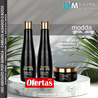 Kit Shampoo 300ml. + Conditioner 300ml. + Máscara 285gr. Modda Liso Absoluto CodLisAbs