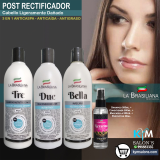 COMBO RECTIFICADOR TRE 500ml. + DUE 500ml. + BELLA 500ml. + PROTECTOR 60ml. La Brasiliana CodLaBrasSBT
