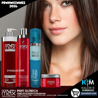 COMBO SHAMPOO 500ml. + CONDITIONER 300ml. + Bifasi Max 300ml. + MÁSCARA 285gr. ITALIAN MAX POST QUÍMICA CodItaPQ