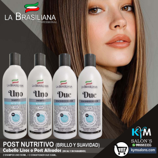 COMBO 2 SHAMPOO UNO 500ML. + 2 CONDITIONER 500ML. LA BRASILIANA POST NUTRITIVO CodLaBrasSR1