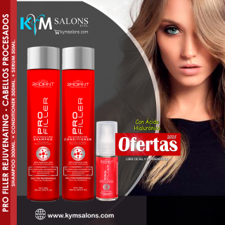 Kit Shampoo 300ml. + Conditioner 300ml. + Serum 50gr. Pro Filler Ácido Hialurónico de Radiant CodRadProfi