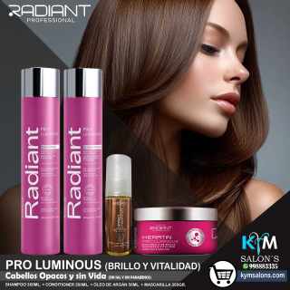 COMBO SHAMPOO 300ml. + CONDITIONER 300ml. + MÁSCARA 350gr. + ARGÁN 50ml. KERATIN PRO LUMINOUS Radiant CodRadProke