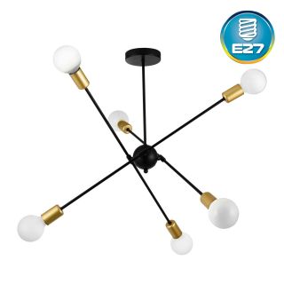 Colgante Onix Máx.33W E37 6 Luces 100cm Negro/Dorado  - No incluye bombillo