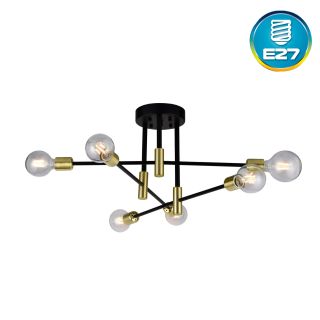 Colgante Tempo Máx.40W E27 6 Luces 63cm Negro/Dorado - No incluye bombillo