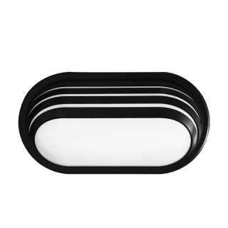 Aplique Oval Lines LED 20W  Hermético IP65 Negro - 3CCT