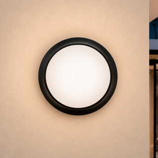 Plafón LED 20W  Hermético IP65 22cm Negro -3 Tonos: Luz cálida-día-fría