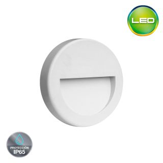Luz Guía Circular LED 3W  Hermético IP65 Adosar Blanco - Luz cálida