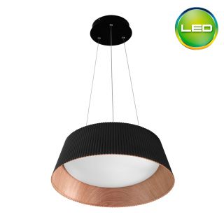 Colgante Pirott Wood LED 32W 45cm Negro - Luz cálida