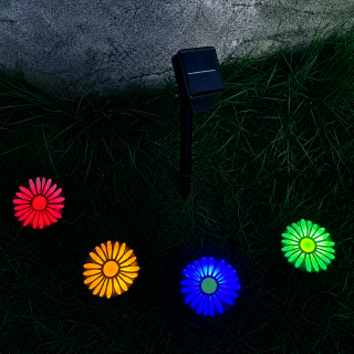 Estaca Flores Solar 4 Luces ON/OFF Batería 1.2V - Luz RGB
