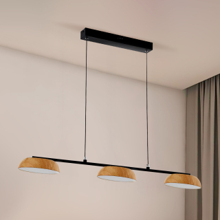 Colgante Mora LED 24W 3 Luces 82cm Madera - Luz cálida
