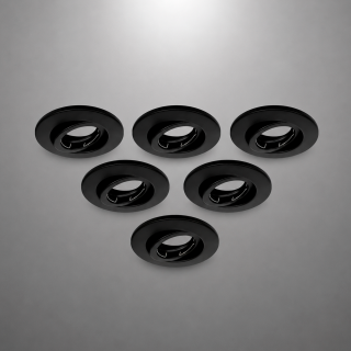 Pack x6 de Spots llanos dirigibles - Incluyen sockets GU10 - Color negro