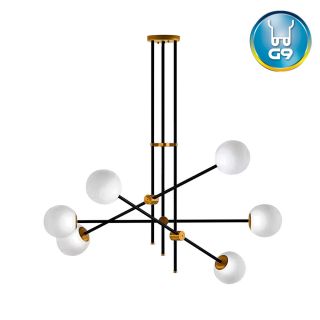Colgante Argus Máx.33W G9 6 Luces 90cm Negro/Dorado  - No incluye bombillo