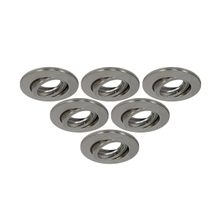 Pack x6 de Spots llanos dirigibles - Incluyen sockets GU10 - Color Niquel