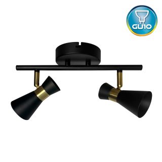 Aplique Aura Máx.35W GU10 IP20 2 Luces Negro/Dorado  - No incluye bombillo