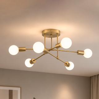 Colgante Galia Máx.40W E27 6 Luces 70cm Dorado  - No incluye bombillo