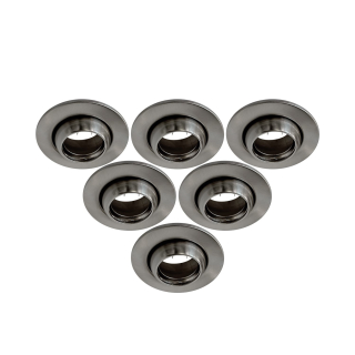 Pack x6 Spots ojo de Buey dirigibles - Incluyen socket Gu10 - Color Niquel