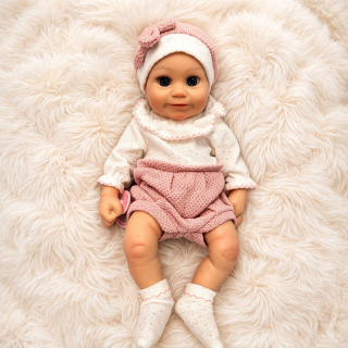 BEBE REBORN SILICONA FLOR 42 CM ROSA