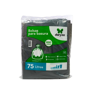 Bolsas para basura negra Daryza de 75 litros x 100 un 30632