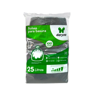 Bolsas para basura negra Daryza de 25 litros x 100 un 30638