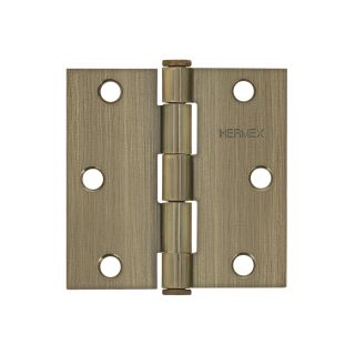 Bisagra cuadrada de acero, cabeza plana dorada, acero latonado antiguo