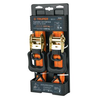 Juego de 2 sujetadores de carga con ratchet, maneral de plástico de 1 1/4