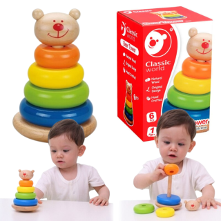 Juguete De Bebé Classic Wordl Apilable Aritos Osito De Madera