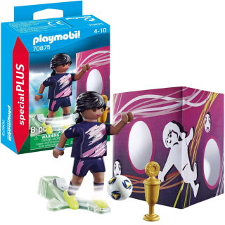 Playmobil Figura De Colección Special Plus Futbolista Con Muro De Gol
