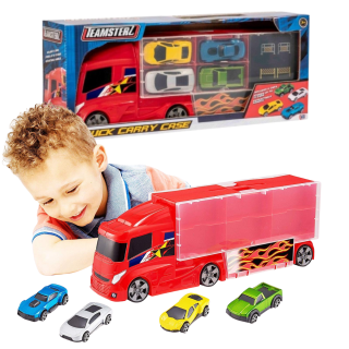 Juguete Camión Teamsterz Guarda 12 Autos + 4 Autos De Metal