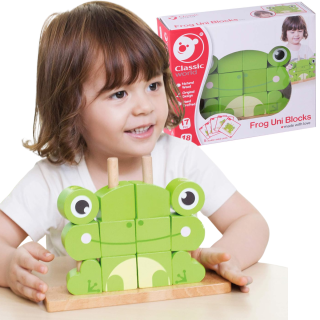 Juguete De Bebé Classic Wordl Rompecabeza Apilable Ranita Figura 3 en 1 con Piezas de Madera