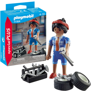 Playmobil Figura De Colección Special Plus Mecánico Con Herramientas Y Neumáticos
