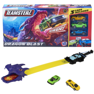 Juguete Pista De Autos Teamsterz Lanzador De Dragon + 3 Autos de Metal