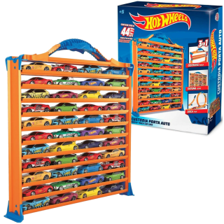 Hot Wheels Pista y Rack Guarda Autos 3 en 1 Estuche Multiuso con Pista y Almacenamiento