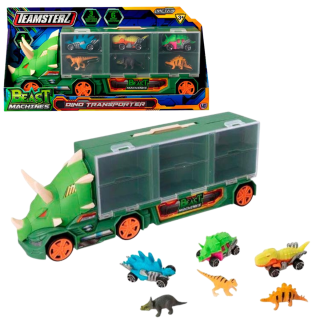 Juguete Camión Teamsterz Transportador Dinosaurio + 3 Autos