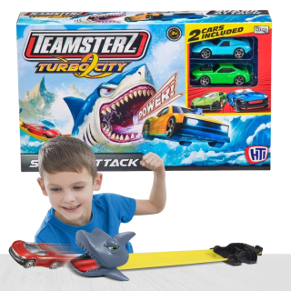 Juguete Pista De Autos Teamsterz Lanzador De Tiburón + 2 Autos de Metal