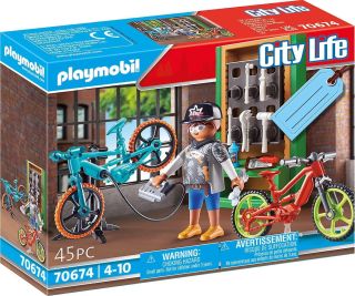 PLAYMOBIL CITY LIFE Set de Regalo Taller de Bicicletas