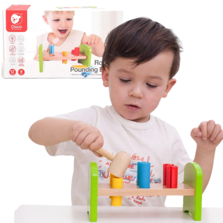 Juguete De Bebé Classic Wordl Para Encajar Tabla De Madera Con Martillo Y Piezas