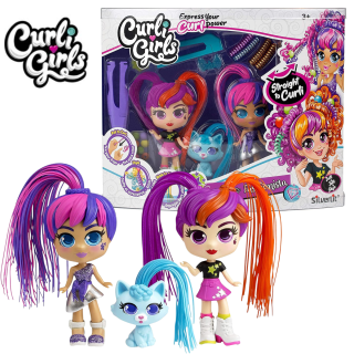 Muñeca Curli Girls Con Cabello Mágico + Accesorios De Peinado Incluidos