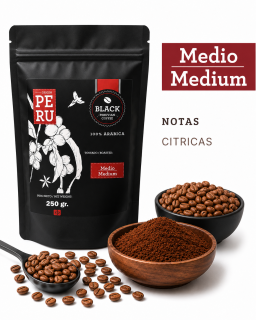 Bolsa de 250 gr. de café tostado medio.