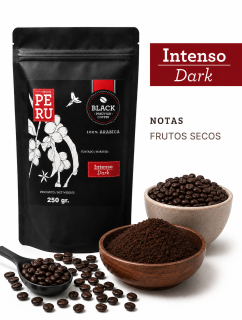Bolsa de 250 gr. de café tostado intenso.
