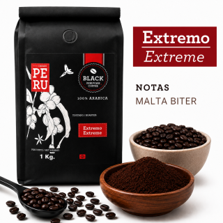 Bolsa de 1 kg. de café tostado extremo.