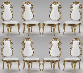 DM 8 SILLAS NAPOLEON LAQUEADO COLOR ORO