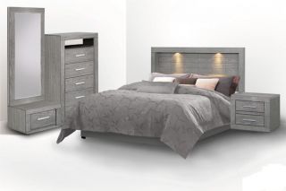 DM DORMITORIO 2 PLZ + CABECERA + 1 VELADORES + 1 COMODA + ESPEJO MOKA