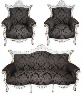 DM JUEGO DE SALA 3-1-1 LUIS XV ACABADO COLOR BLANCO