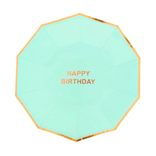 Plato Descartable Happy Birthday x10 Colores Varios